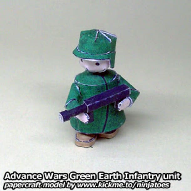 Бумажная модель Пехотинец Green Earth Infantry (Advance Wars)