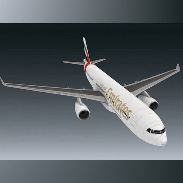 Бумажная модель Авиалайнер Airbus A330-243 Emirates Airline