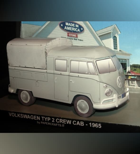 Бумажная модель Автомобиль Volkswagen Transporter T1 Crew Cab 1965