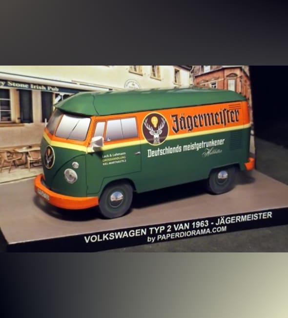 Бумажная модель Автомобиль Volkswagen Transporter T1 Jagermeister 1963