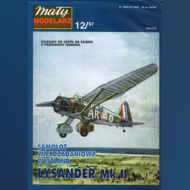 Журнал Maly Modelarz - 12/1997 - Самолет взаимодействия с войсками Westland Lysander Mk.II