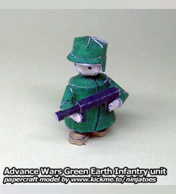 Бумажная модель Пехотинец Green Earth Infantry (Advance Wars)