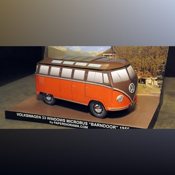 Бумажная модель Автомобиль Volkswagen Transporter T1 Bardoor