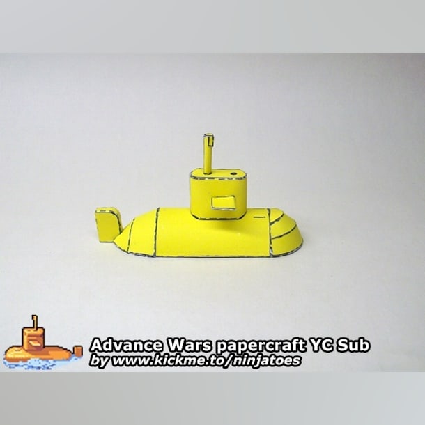 Бумажная модель Подводная лодка Yellow Comet Sub (Advance Wars)