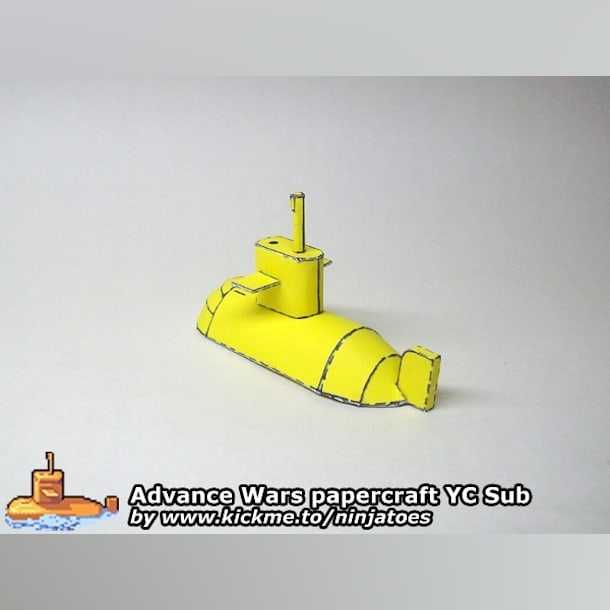 Бумажная модель Подводная лодка Yellow Comet Sub (Advance Wars)