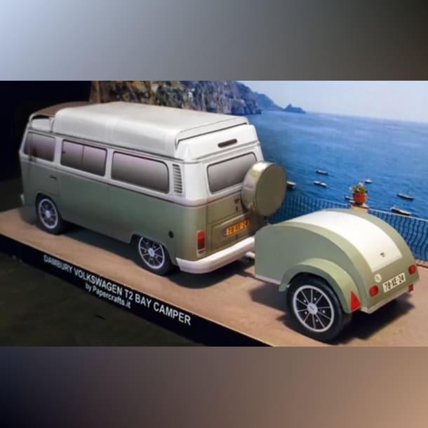 Бумажная модель Автомобиль Volkswagen Transporter T2 Danbury Camper