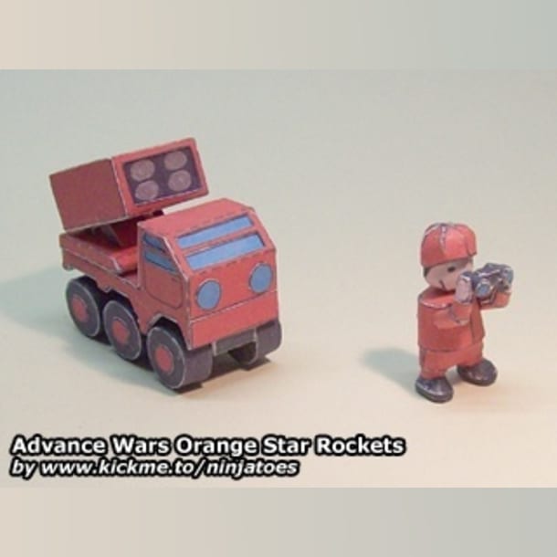 Бумажная модель Ракетная установка Orange Star Rockets (Advance Wars)