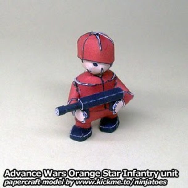 Бумажная модель Пехотинец Orange Star Infantry (Advance Wars)