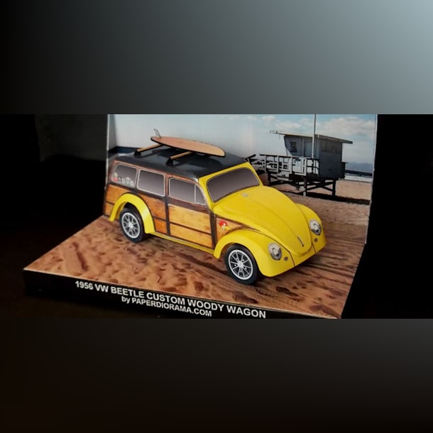 Бумажная модель Автомобиль Volkswagen Beetle Custom Woody Wagon