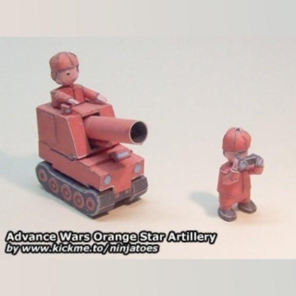 Бумажная модель Артиллерия Orange Star Artillery (Advance Wars)