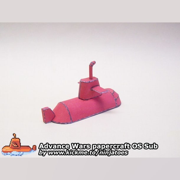 Бумажная модель Подводная лодка Orange Star Sub (Advance Wars)