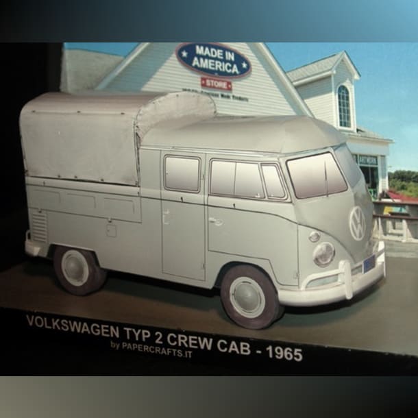 Бумажная модель Автомобиль Volkswagen Transporter T1 Crew Cab 1965