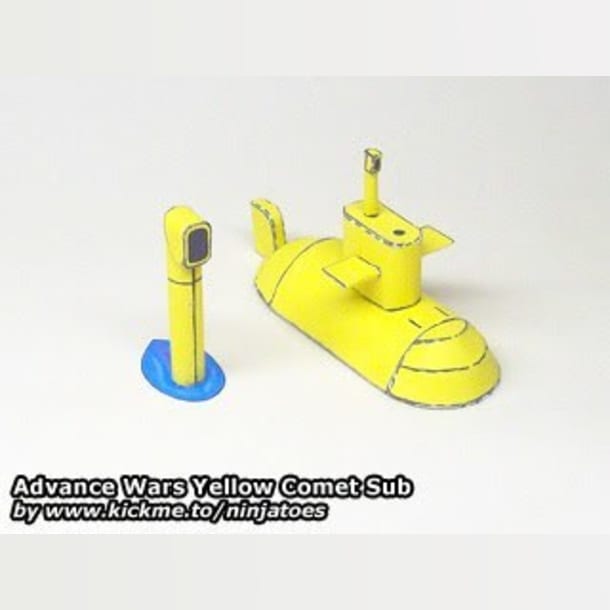 Бумажная модель Подводная лодка Yellow Comet Sub (Advance Wars)