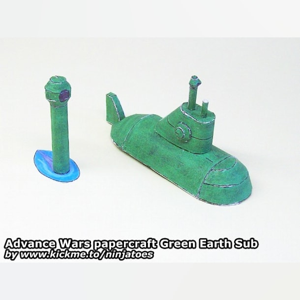 Бумажная модель Подводная лодка Green Earth Sub (Advance Wars)