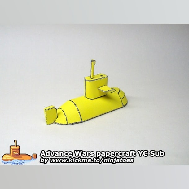 Бумажная модель Подводная лодка Yellow Comet Sub (Advance Wars)