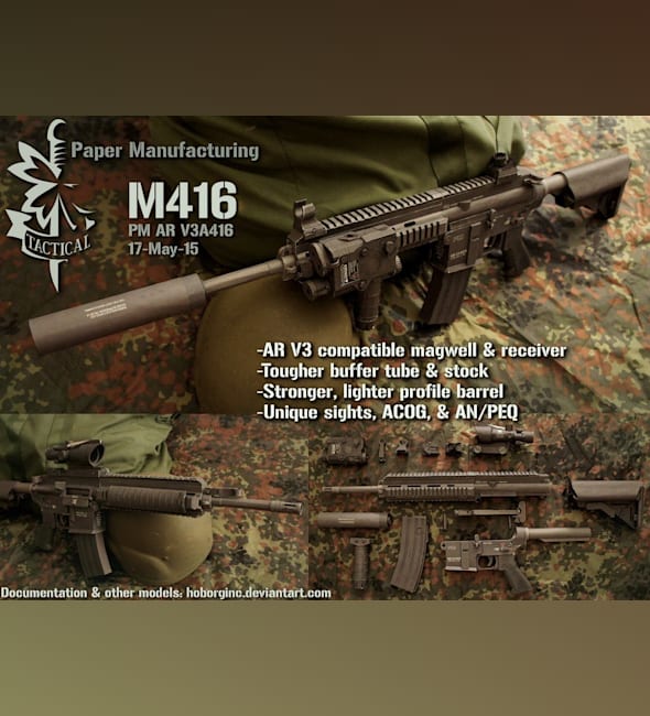 Бумажная модель Автомат HK416