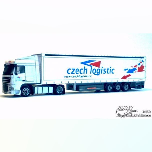 Бумажная модель Грузовик DAF XF 105 SC с полуприцепом (Czech Logistic)