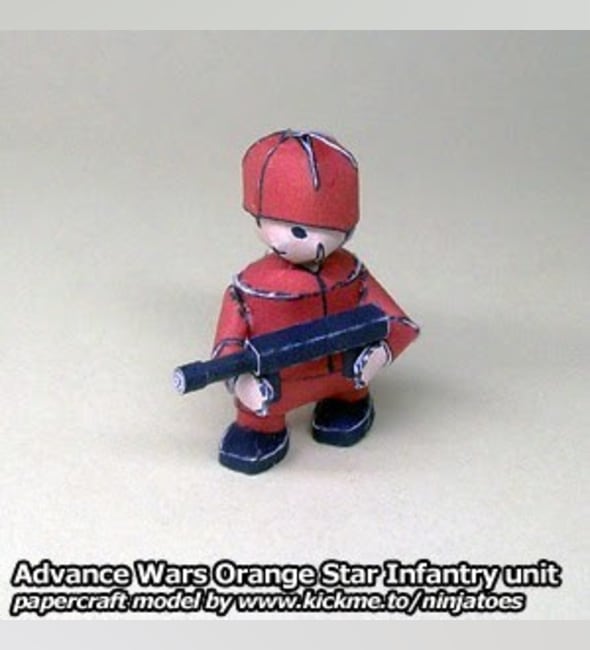 Бумажная модель Пехотинец Orange Star Infantry (Advance Wars)