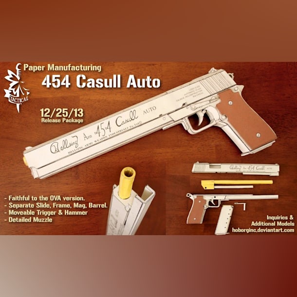 Бумажная модель Пистолет Hellsing ARMS 454 Casull Auto (Хеллсинг)