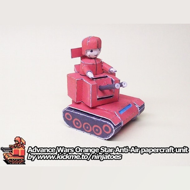 Бумажная модель Зенитная установка Orange Star Anti-Air (Advance Wars)