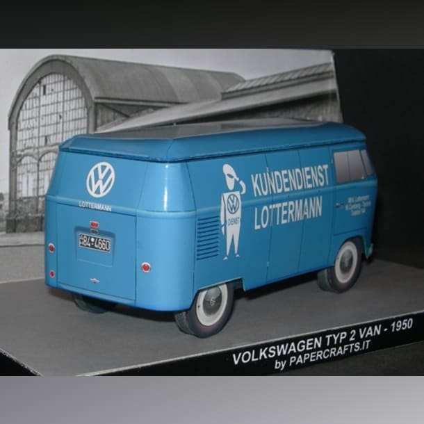 Бумажная модель Автомобиль Volkswagen Transporter T1 Panel Van 1950