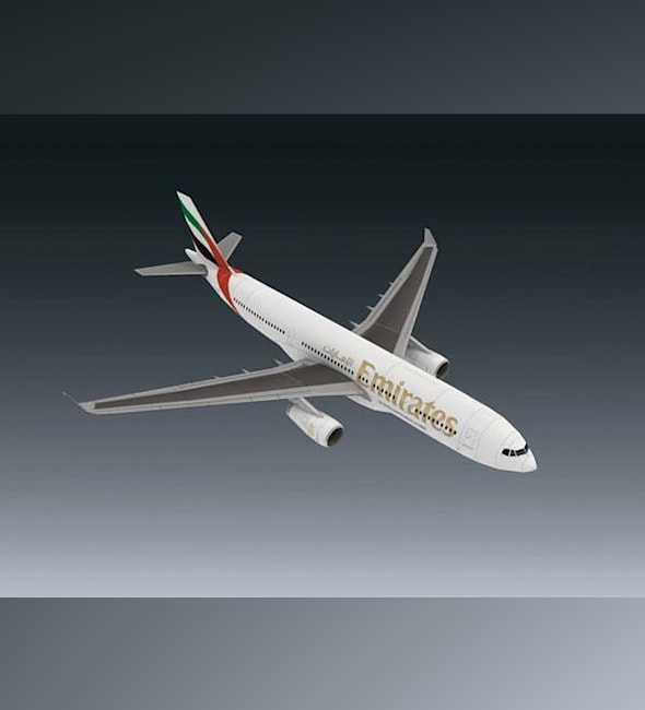 Бумажная модель Авиалайнер Airbus A330-243 Emirates Airline