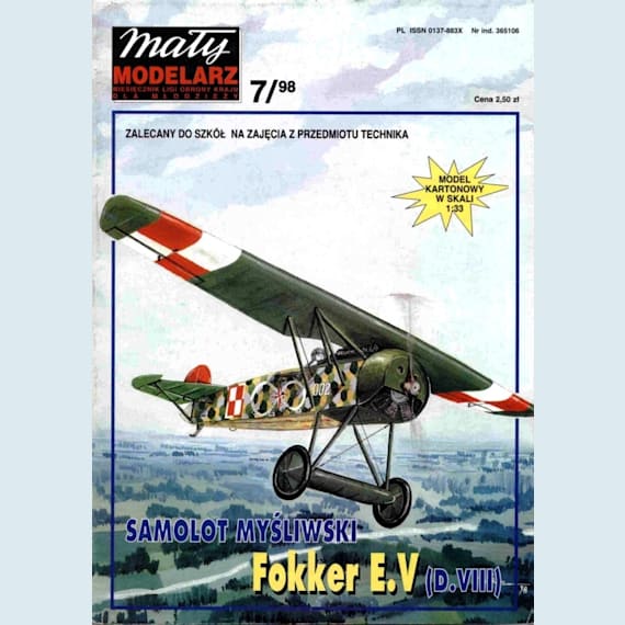 Maly Modelarz - 7/1998 - Истребитель Fokker E.V (D.VIII)