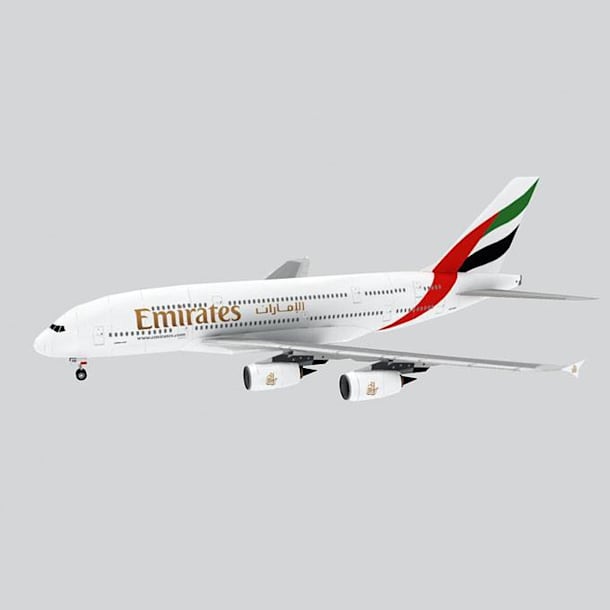 Бумажная модель Авиалайнер Airbus A380 Emirates Airline