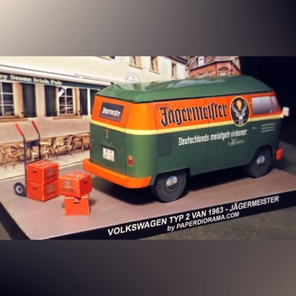 Бумажная модель Автомобиль Volkswagen Transporter T1 Jagermeister 1963