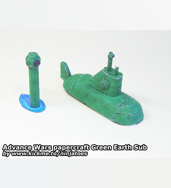 Бумажная модель Подводная лодка Green Earth Sub (Advance Wars)