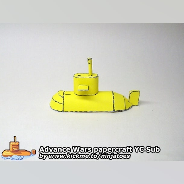 Бумажная модель Подводная лодка Yellow Comet Sub (Advance Wars)