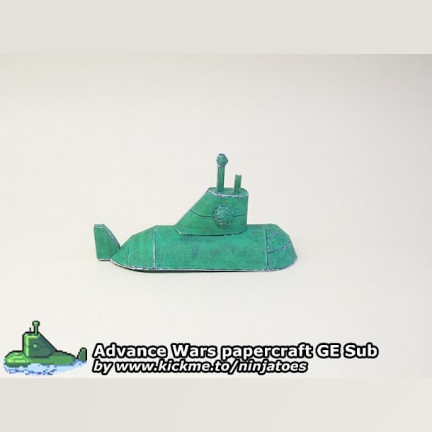 Бумажная модель Подводная лодка Green Earth Sub (Advance Wars)