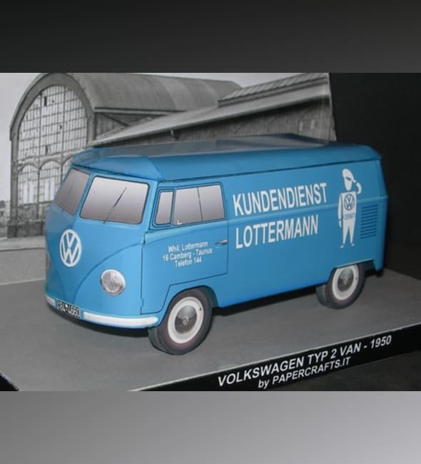 Бумажная модель Автомобиль Volkswagen Transporter T1 Panel Van 1950