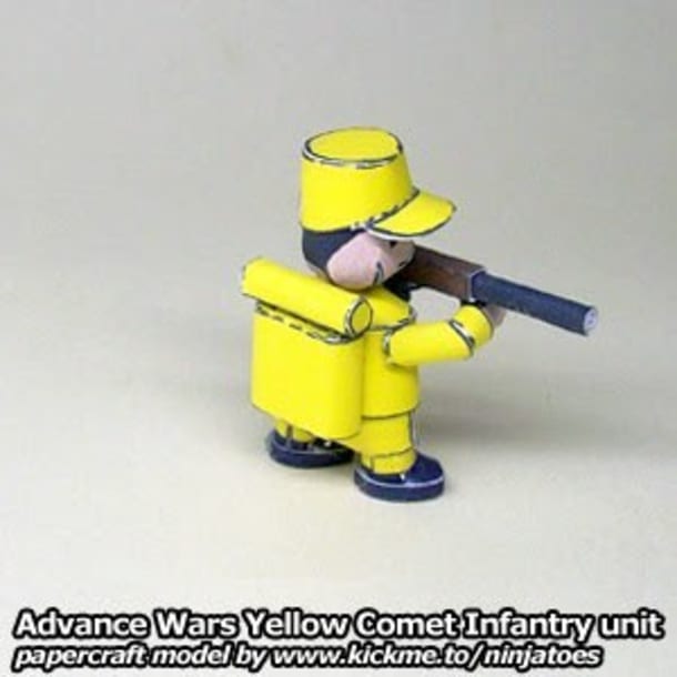 Бумажная модель Пехотинец Yellow Comet Infantry (Advance Wars)