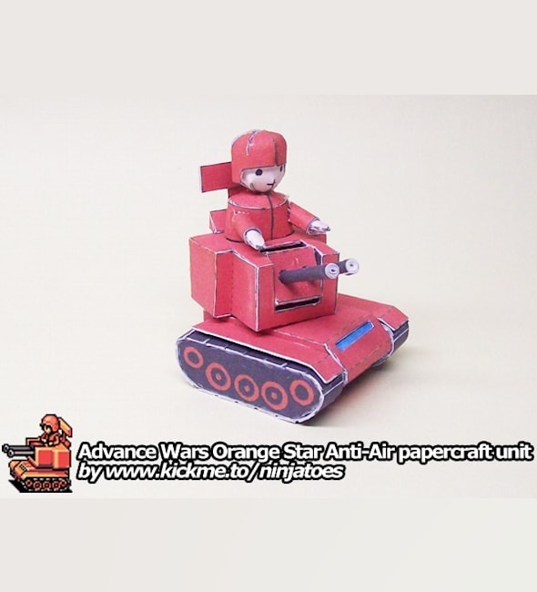 Бумажная модель Зенитная установка Orange Star Anti-Air (Advance Wars)