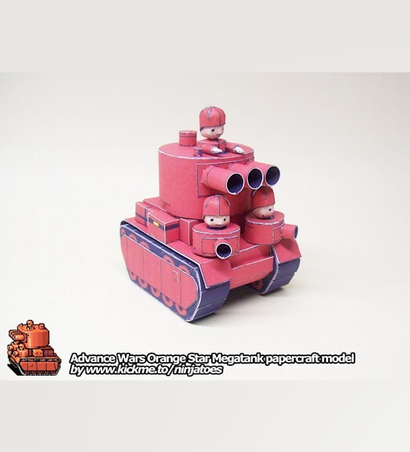 Бумажная модель Танк Orange Star Megatank (Advance Wars)