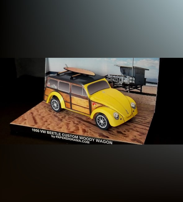 Бумажная модель Автомобиль Volkswagen Beetle Custom Woody Wagon