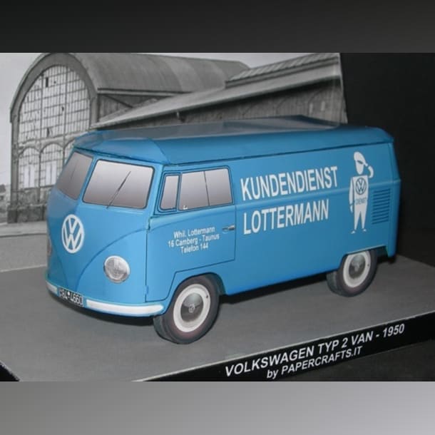 Бумажная модель Автомобиль Volkswagen Transporter T1 Panel Van 1950