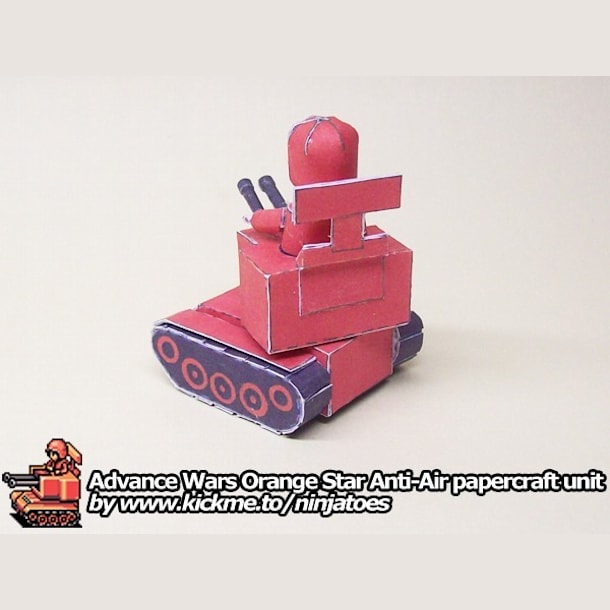 Бумажная модель Зенитная установка Orange Star Anti-Air (Advance Wars)