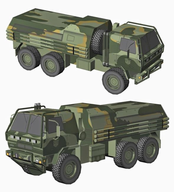 Бумажная модель Тактический грузовик Oshkosh FMTV 6x6 (Трансформеры)