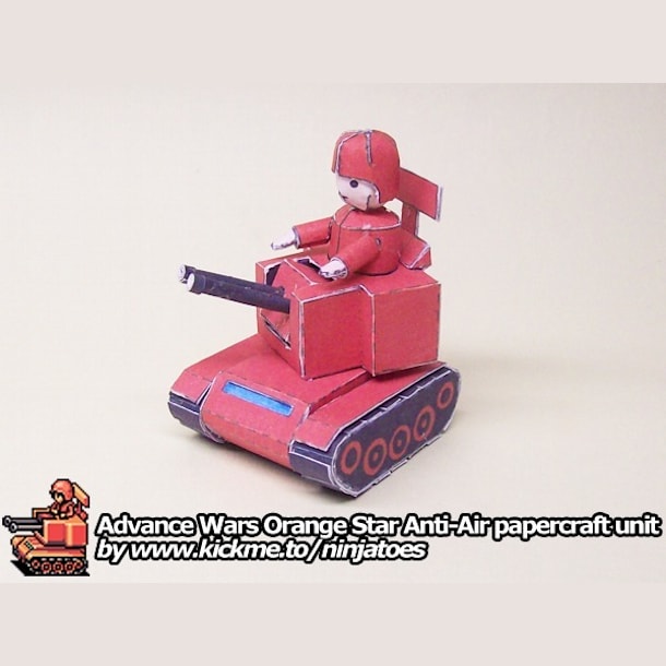 Бумажная модель Зенитная установка Orange Star Anti-Air (Advance Wars)