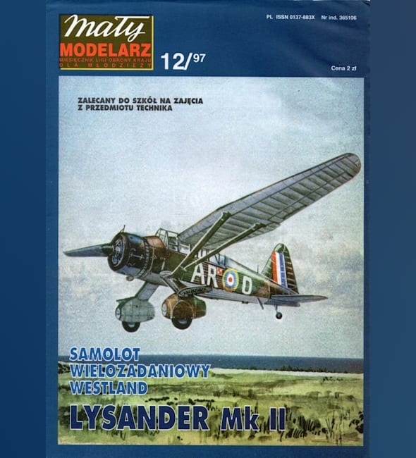 Журнал Maly Modelarz - 12/1997 - Самолет взаимодействия с войсками Westland Lysander Mk.II