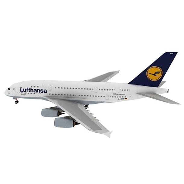 Бумажная модель Авиалайнер Airbus A380 Lufthansa