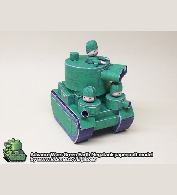 Бумажная модель Танк Green Earth Megatank (Advance Wars)