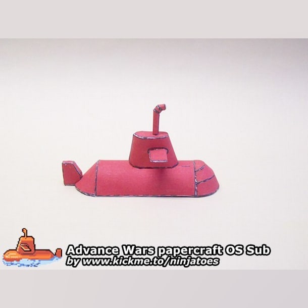 Бумажная модель Подводная лодка Orange Star Sub (Advance Wars)