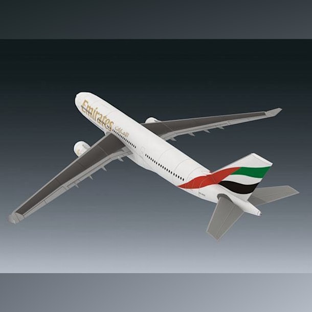 Бумажная модель Авиалайнер Airbus A330-243 Emirates Airline