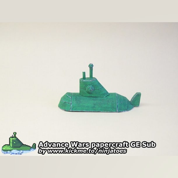 Бумажная модель Подводная лодка Green Earth Sub (Advance Wars)