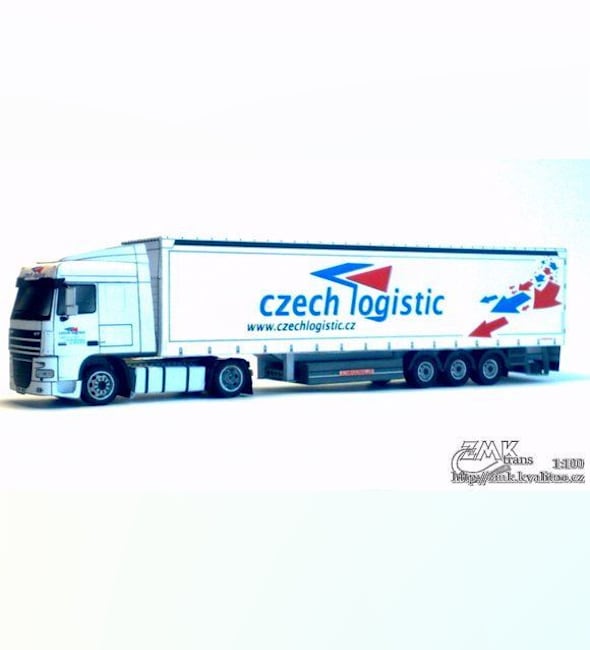 Бумажная модель Грузовик DAF XF 105 SC с полуприцепом (Czech Logistic)