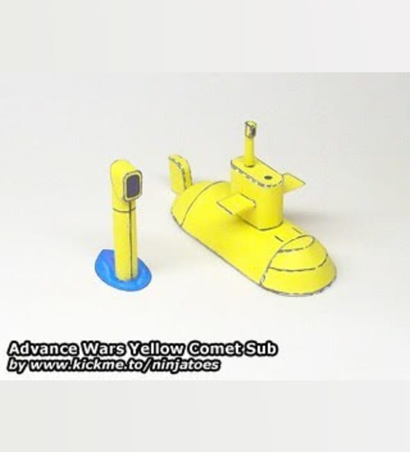 Бумажная модель Подводная лодка Yellow Comet Sub (Advance Wars)