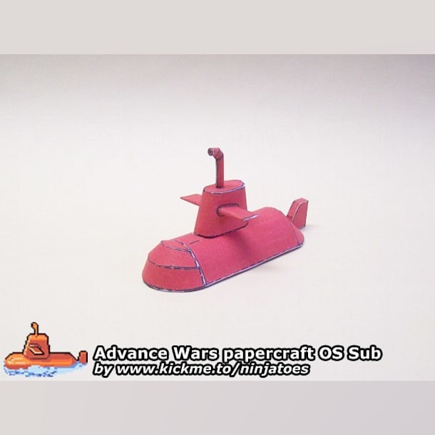 Бумажная модель Подводная лодка Orange Star Sub (Advance Wars)